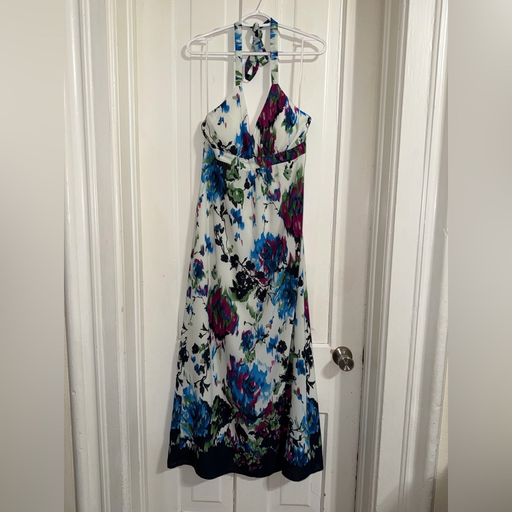 Women's dress barn size 10 sundress Floral Halter Maxi Dress cute summer beach